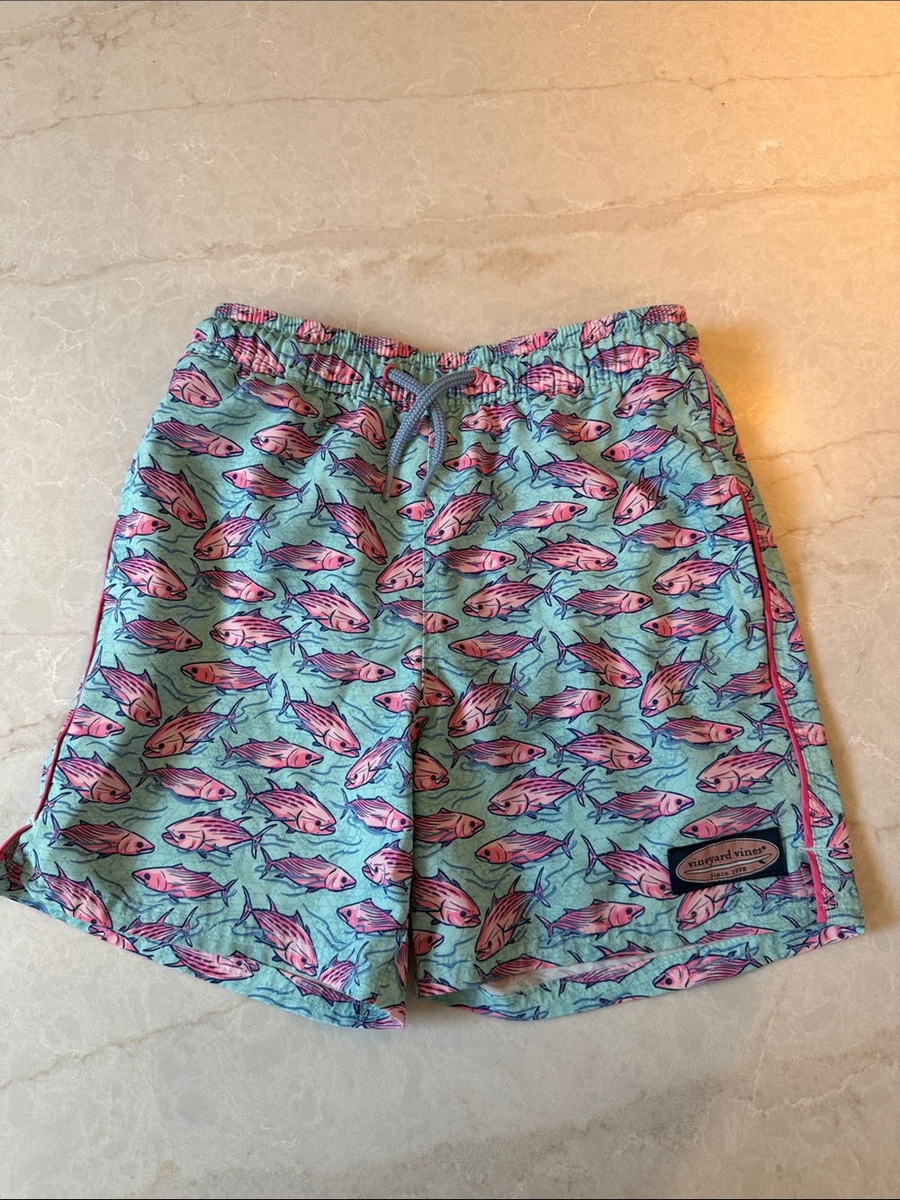 Vineyard Vines Pink Fish Aqua Swim Shorts